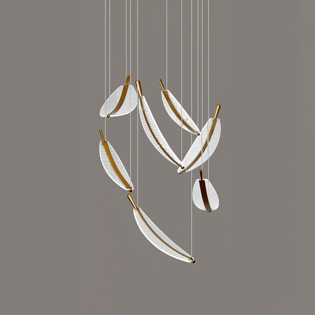 Lustra Chandelier Leaf Acrylic Gold Elegant Modern - Neutralighting