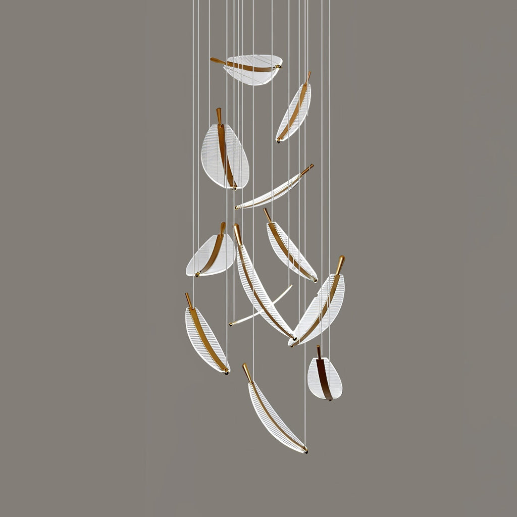 Lustra Chandelier Leaf Acrylic Gold Elegant Modern - Neutralighting