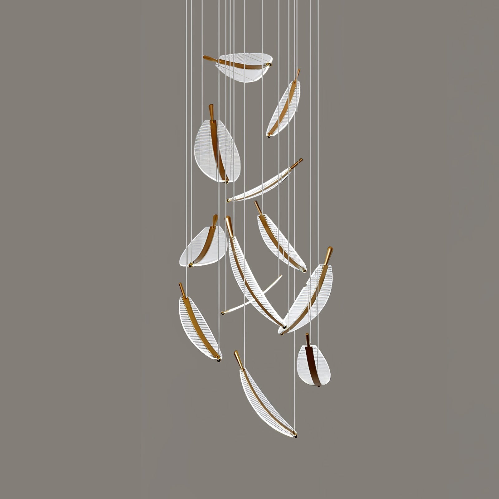 Lustra Chandelier Leaf Acrylic Gold Elegant Modern - Neutralighting