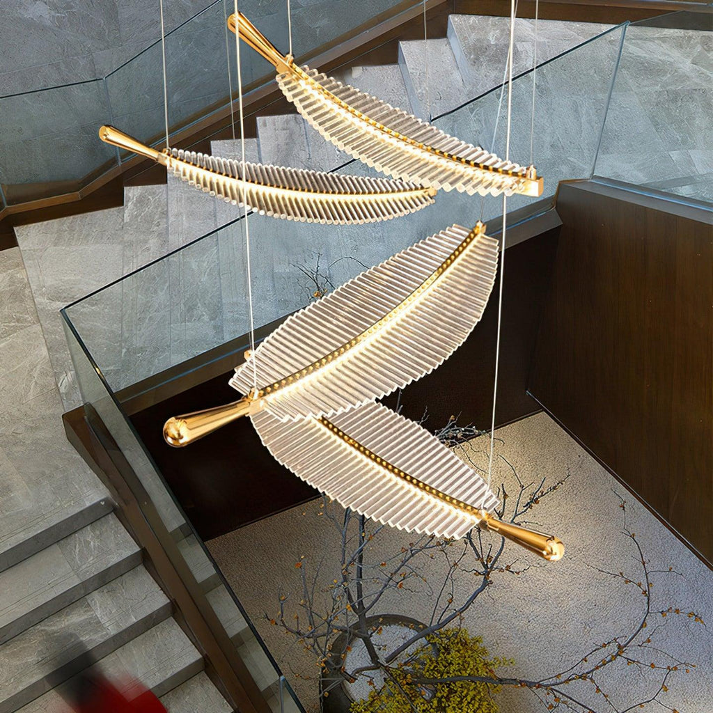 Lustra Chandelier Leaf Acrylic Gold Elegant Modern - Neutralighting