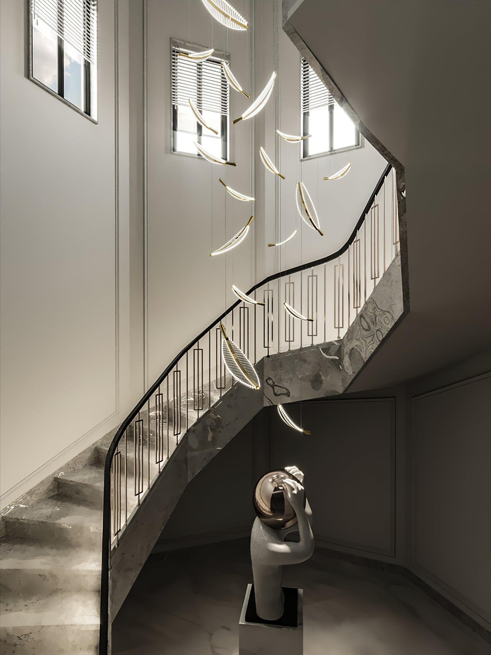 Lustra Chandelier Leaf Acrylic Gold Elegant Modern - Neutralighting