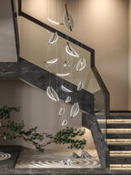 Lustra Chandelier Leaf Acrylic Gold Elegant Modern - Neutralighting