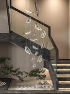 Lustra Chandelier Leaf Acrylic Gold Elegant Modern - Neutralighting