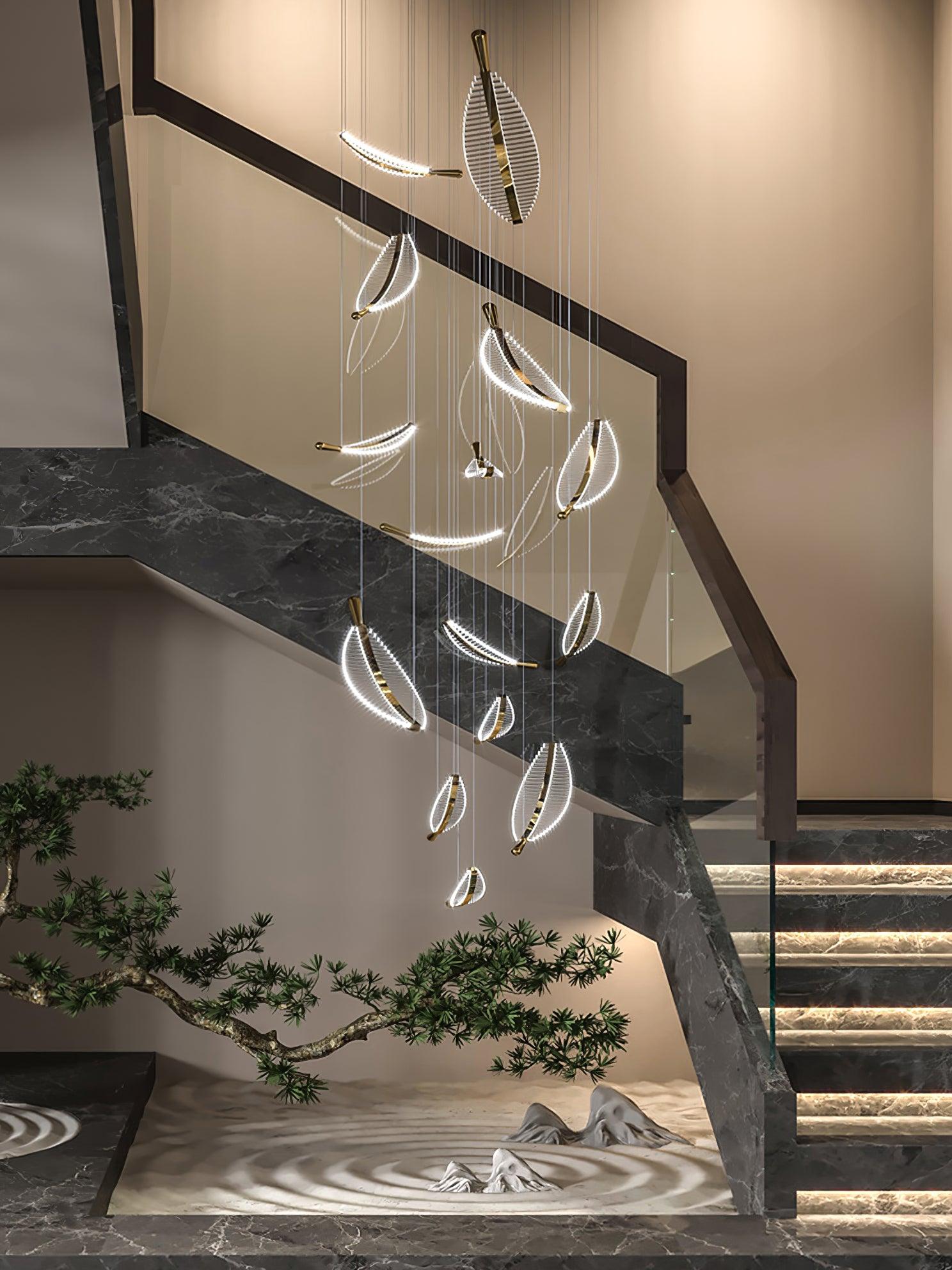 Lustra Chandelier Leaf Acrylic Gold Elegant Modern - Neutralighting