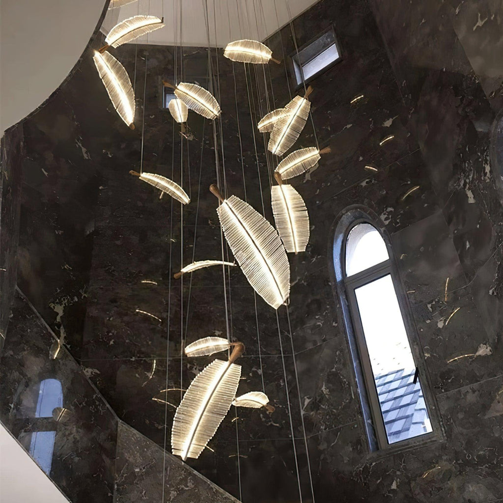 Lustra Chandelier Leaf Acrylic Gold Elegant Modern - Neutralighting