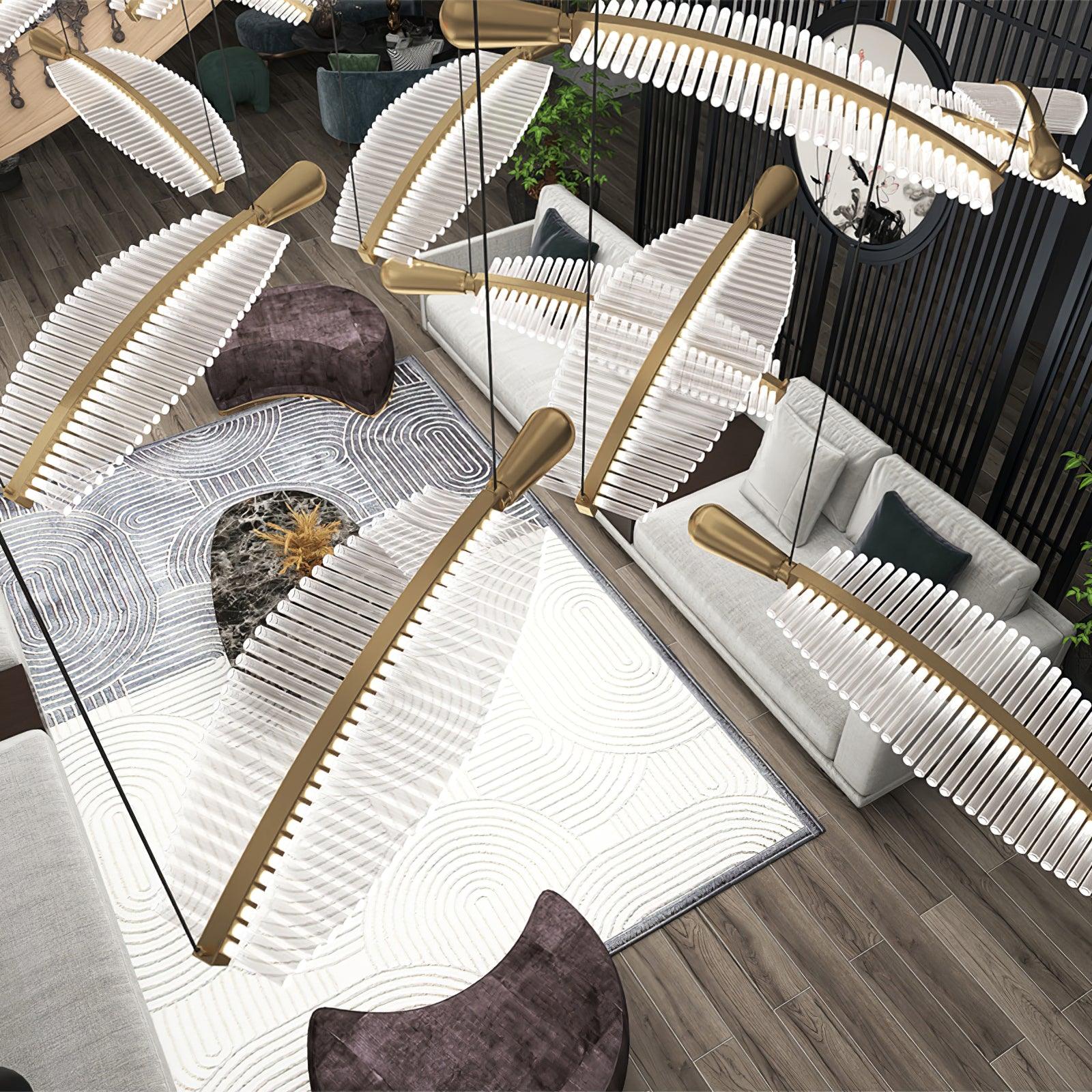 Lustra Chandelier Leaf Acrylic Gold Elegant Modern - Neutralighting