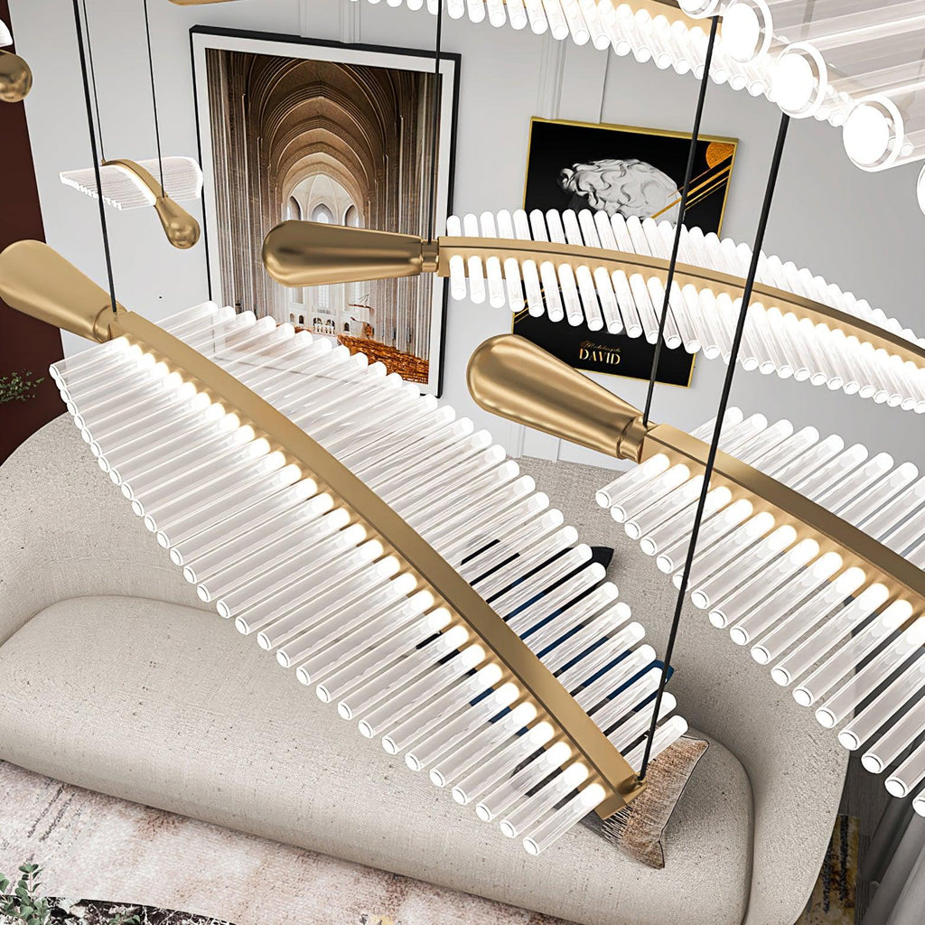 Lustra Chandelier Leaf Acrylic Gold Elegant Modern - Neutralighting