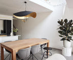 Lustra Suspension Lampe Abat-jour Courbé Noir et Or - Neutralighting