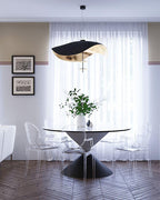 Lustra Suspension Lampe Abat-jour Courbé Noir et Or - Neutralighting