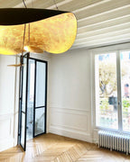 Lustra Suspension Lampe Abat-jour Courbé Noir et Or - Neutralighting