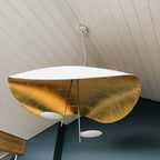 Lustra Suspension Lampe Abat-jour Courbé Noir et Or - Neutralighting