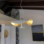 Lustra Suspension Lampe Abat-jour Courbé Noir et Or - Neutralighting