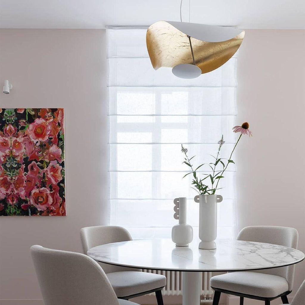 Lustra Suspension Lampe Abat-jour Courbé Noir et Or - Neutralighting