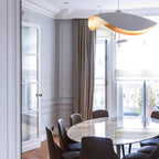 Lustra Suspension Lampe Abat-jour Courbé Noir et Or - Neutralighting