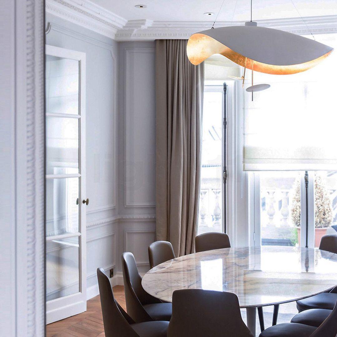 Lustra Suspension Lampe Abat-jour Courbé Noir et Or - Neutralighting
