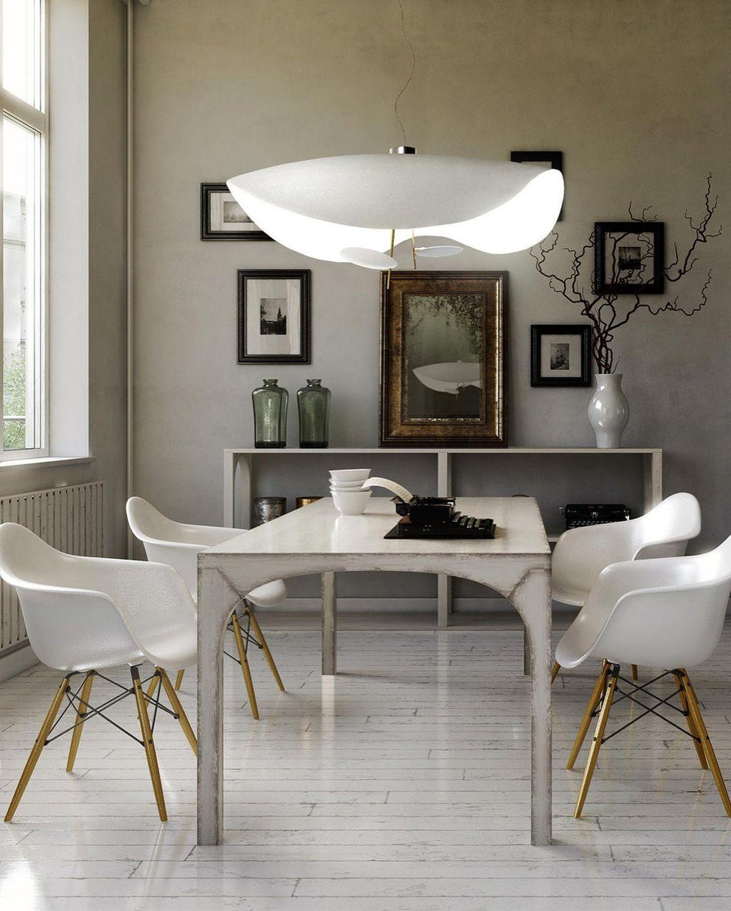 Lustra Suspension Lampe Abat-jour Courbé Noir et Or - Neutralighting