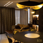 Lustra Suspension Lampe Abat-jour Courbé Noir et Or - Neutralighting