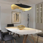 Lustra Suspension Lampe Abat-jour Courbé Noir et Or - Neutralighting