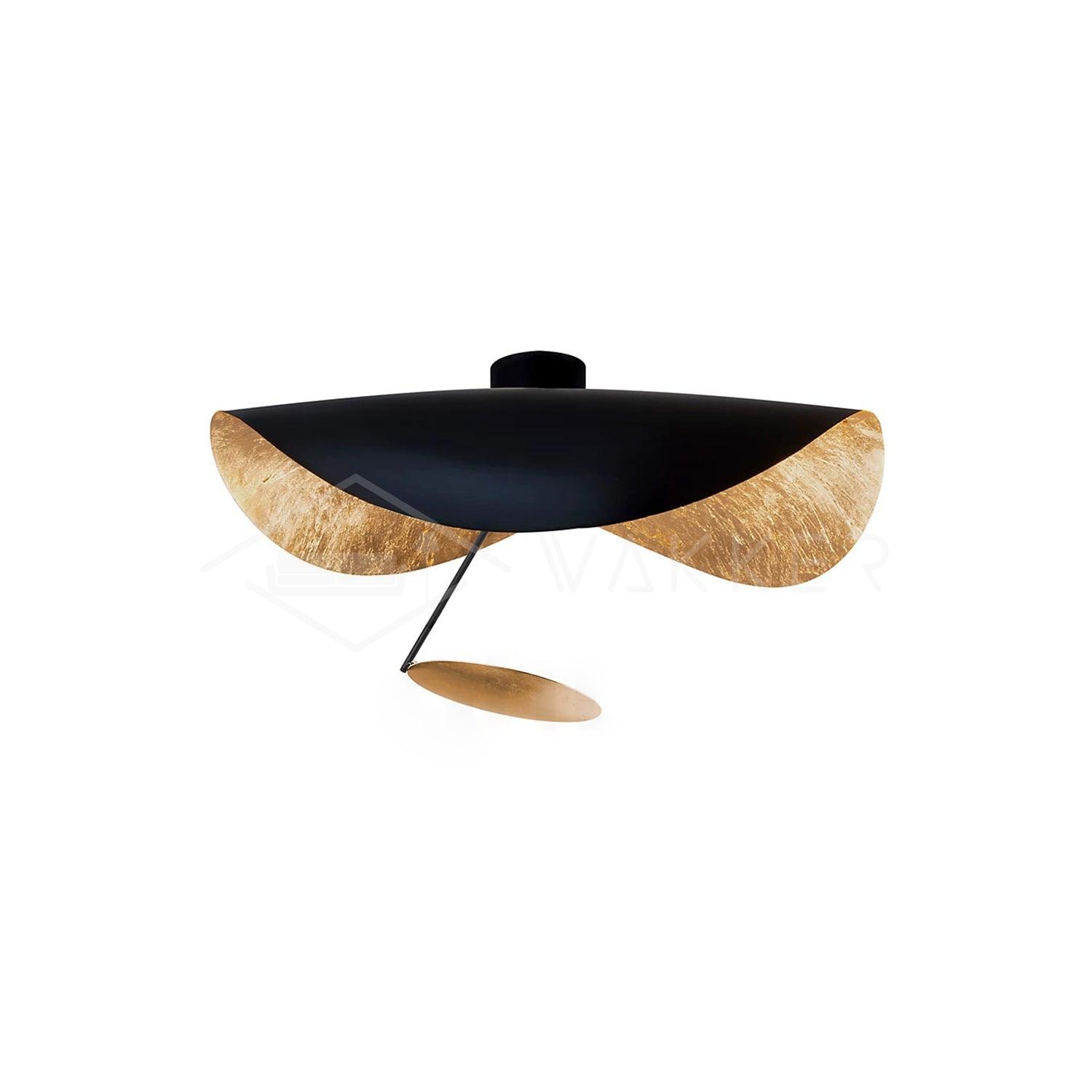 Solara Plafonnier Abat-jour Courbé et Intérieur Doré - Neutralighting