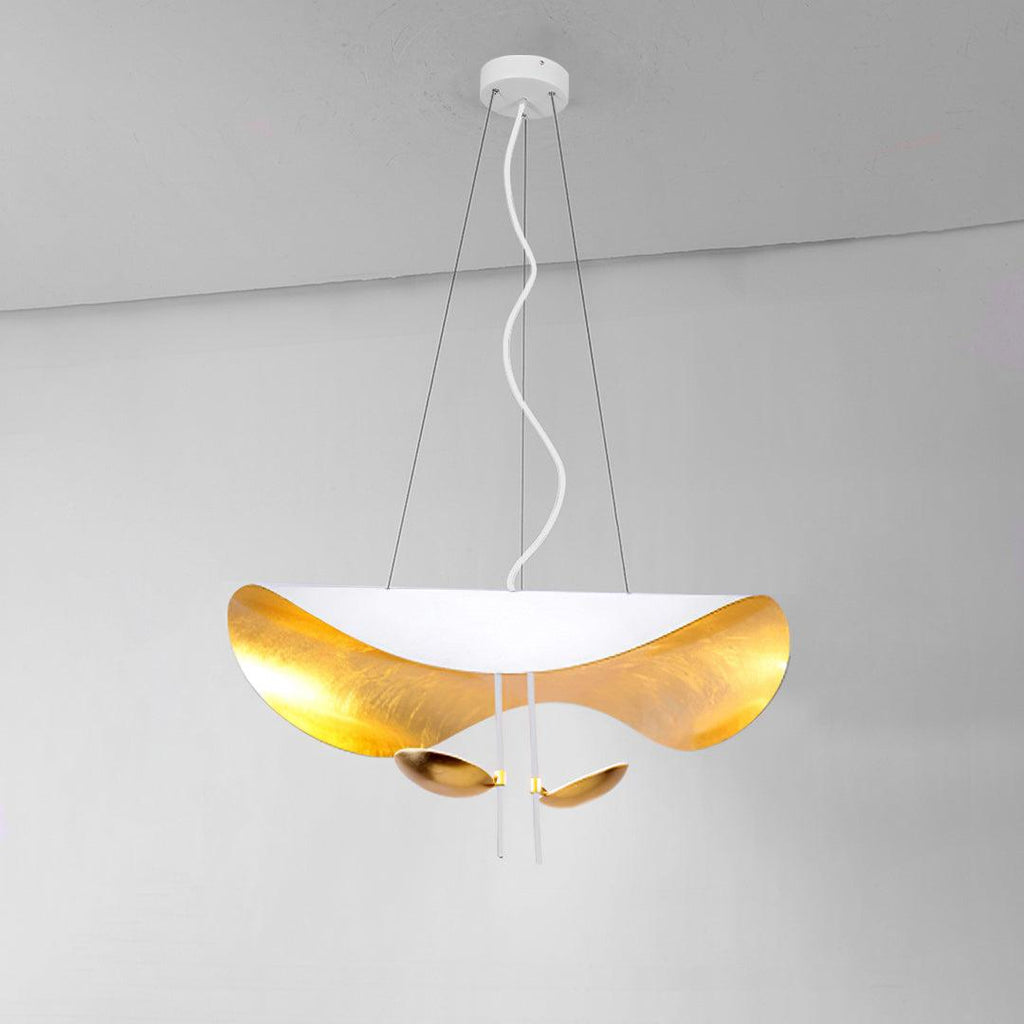 Lustra Suspension Lampe Abat-jour Courbé Noir et Or - Neutralighting