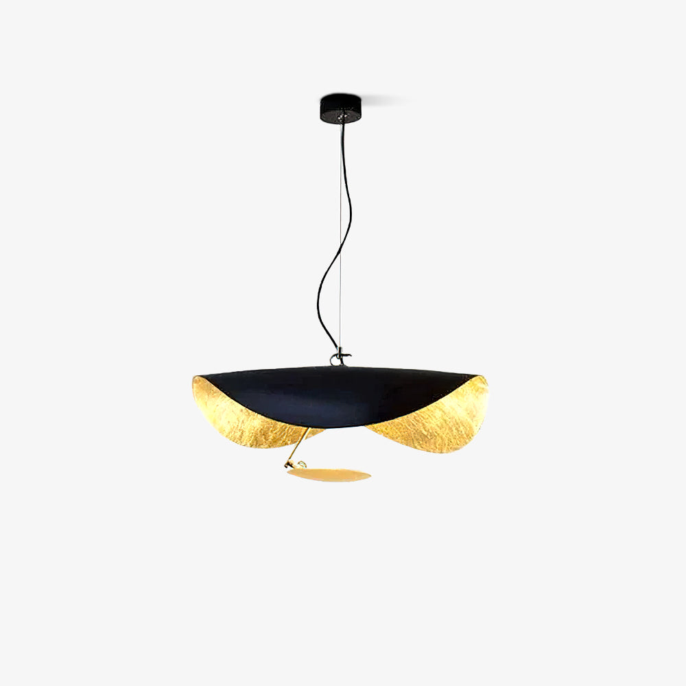 Lustra Suspension Lampe Abat-jour Courbé Noir et Or - Neutralighting