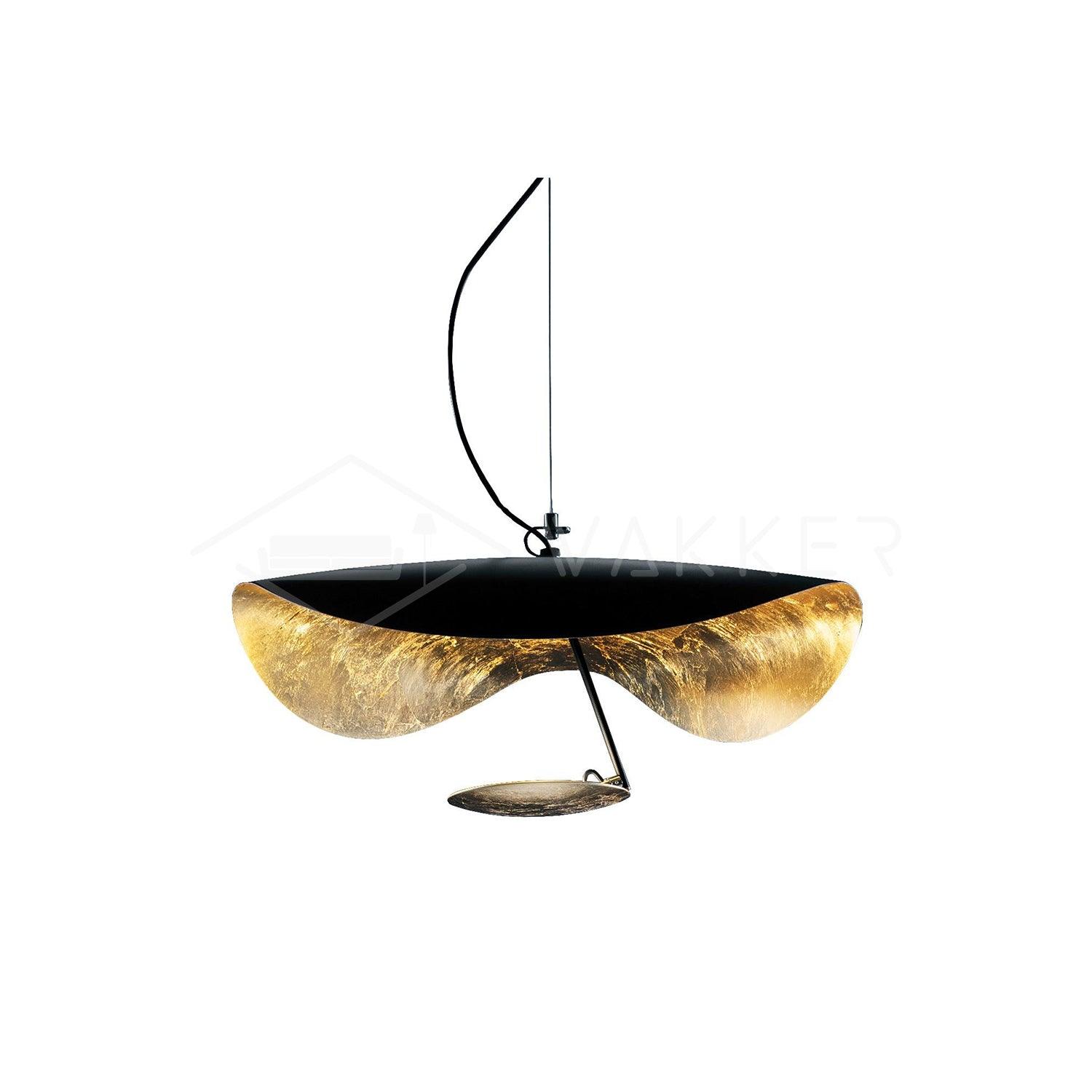 Lustra Suspension Lampe Abat-jour Courbé Noir et Or - Neutralighting