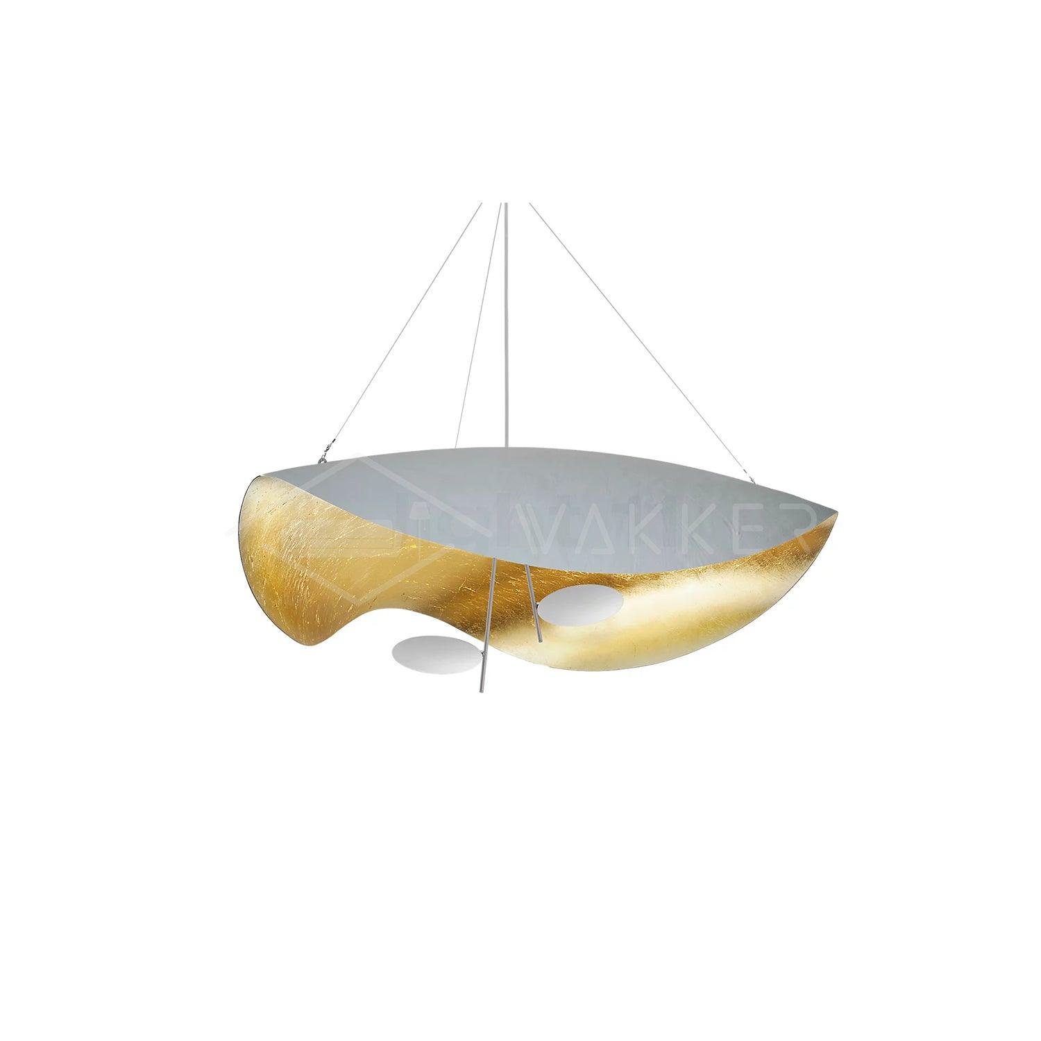 Lustra Suspension Lampe Abat-jour Courbé Noir et Or - Neutralighting