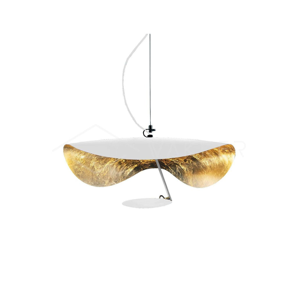 Lustra Suspension Lampe Abat-jour Courbé Noir et Or - Neutralighting