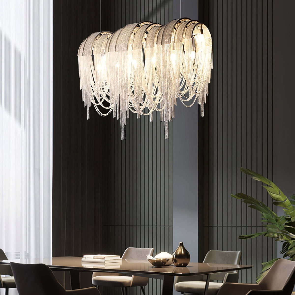 Lustra Lustre Superposé Chaîne Nickel Luxe - Neutralighting