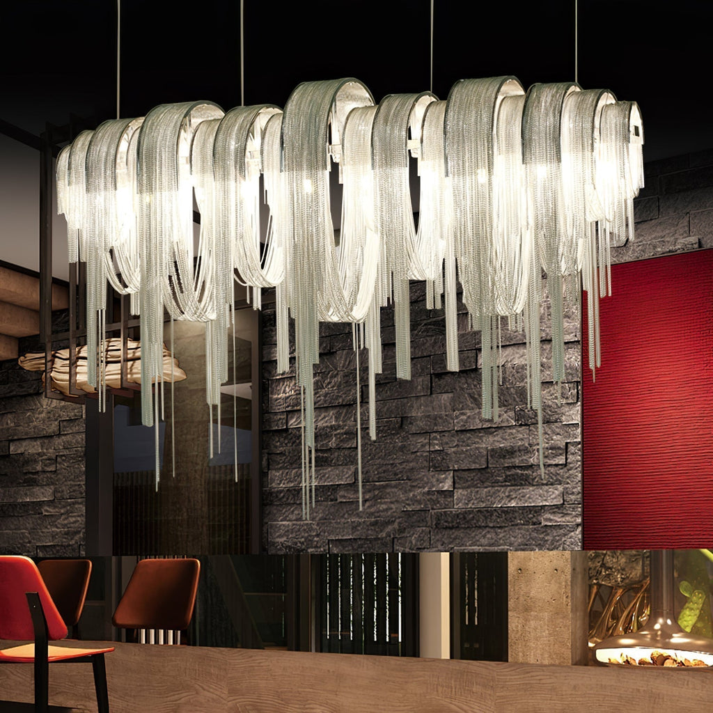 Lustra Lustre Superposé Chaîne Nickel Luxe - Neutralighting