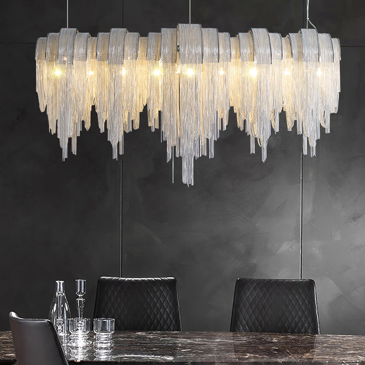 Lustra Lustre Superposé Chaîne Nickel Luxe - Neutralighting