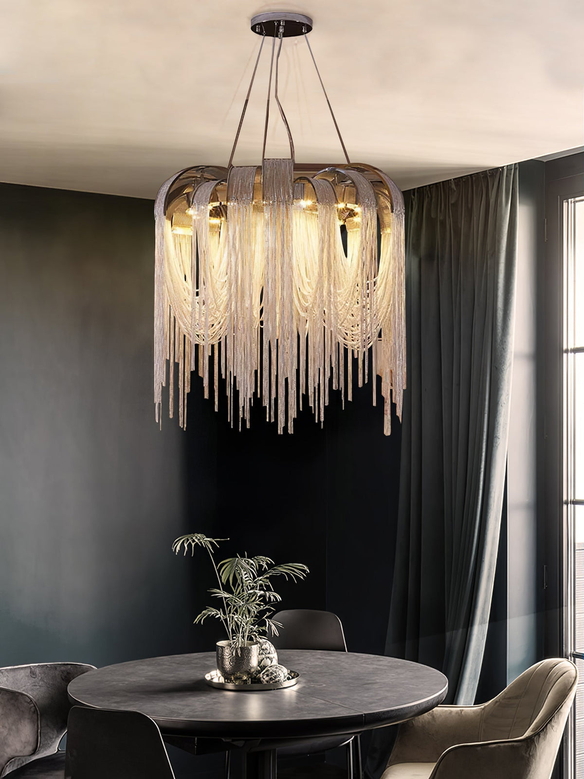 Lustra Lustre Superposé Chaîne Nickel Luxe - Neutralighting