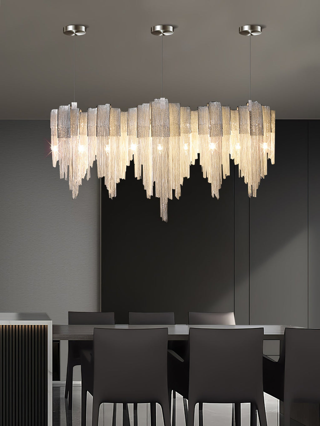 Lustra Lustre Superposé Chaîne Nickel Luxe - Neutralighting