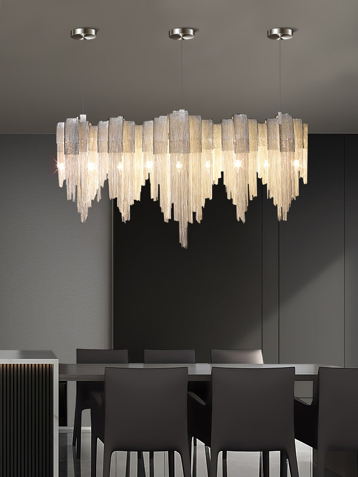 Lustra Lustre Superposé Chaîne Nickel Luxe - Neutralighting