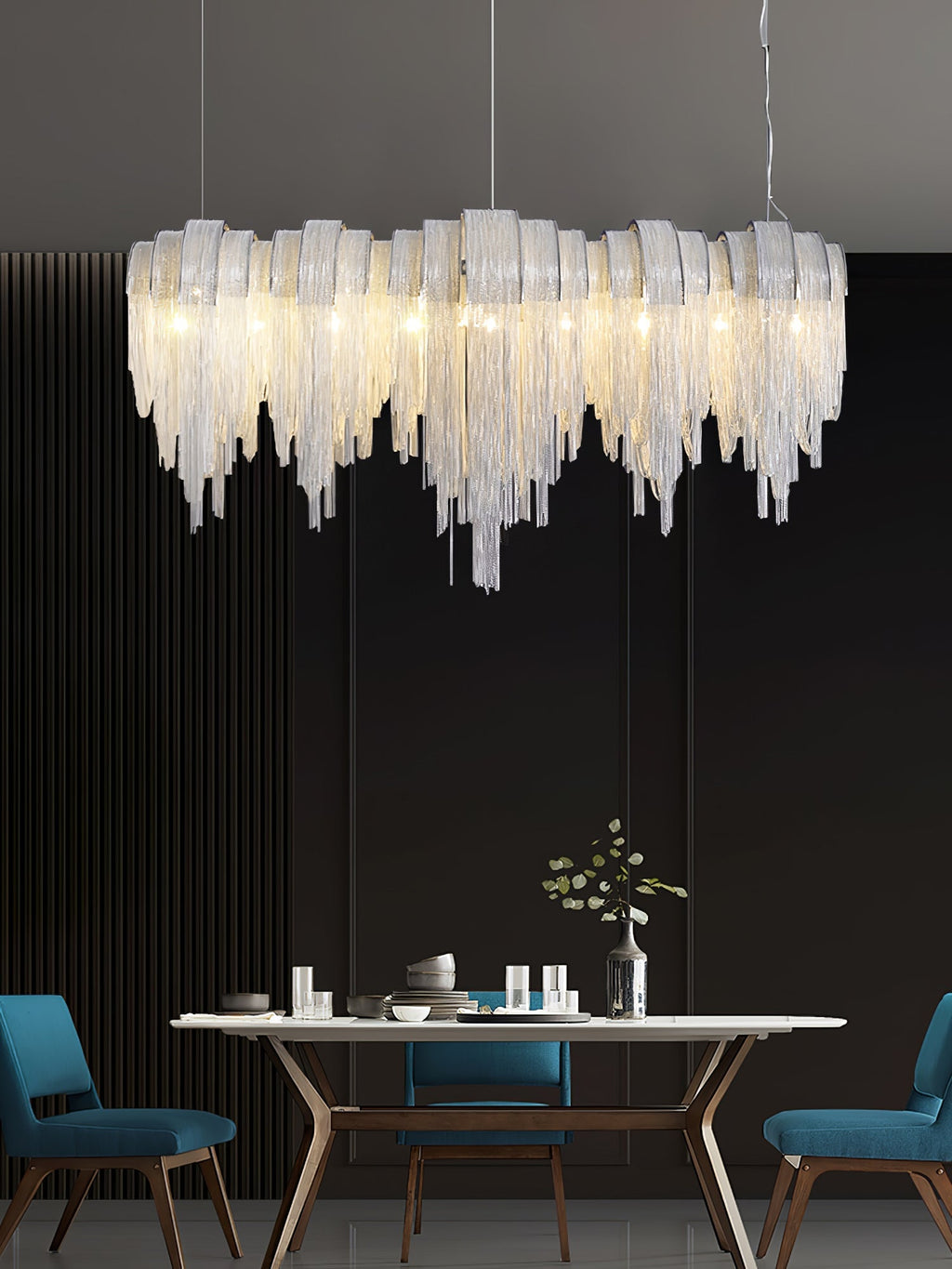 Lustra Lustre Superposé Chaîne Nickel Luxe - Neutralighting