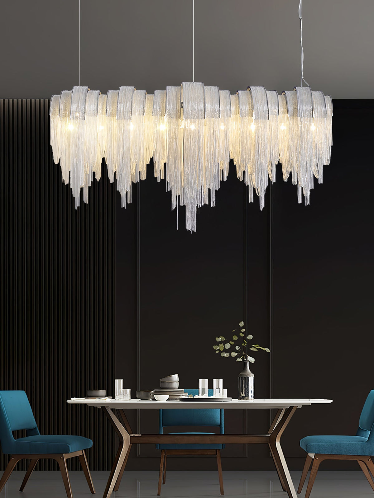 Lustra Lustre Superposé Chaîne Nickel Luxe - Neutralighting