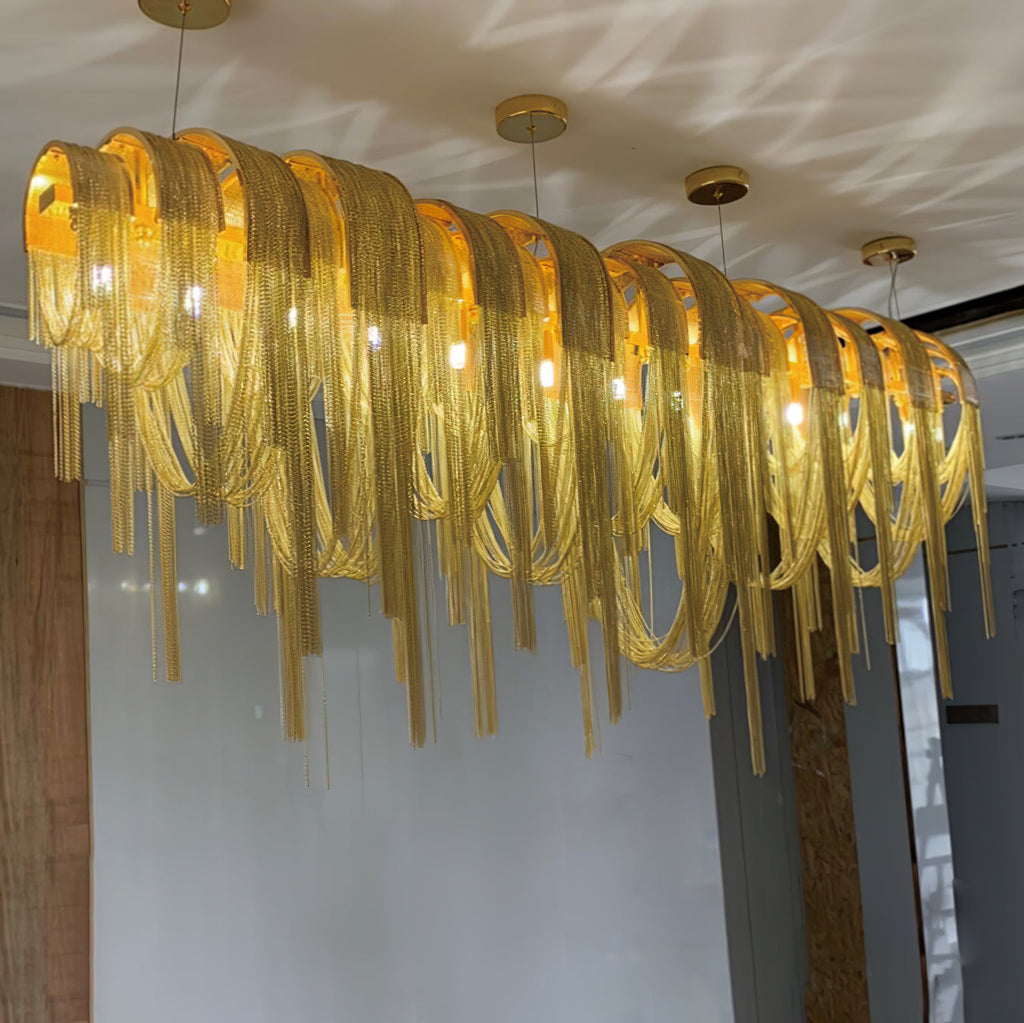 Lustra Lustre Superposé Chaîne Nickel Luxe - Neutralighting
