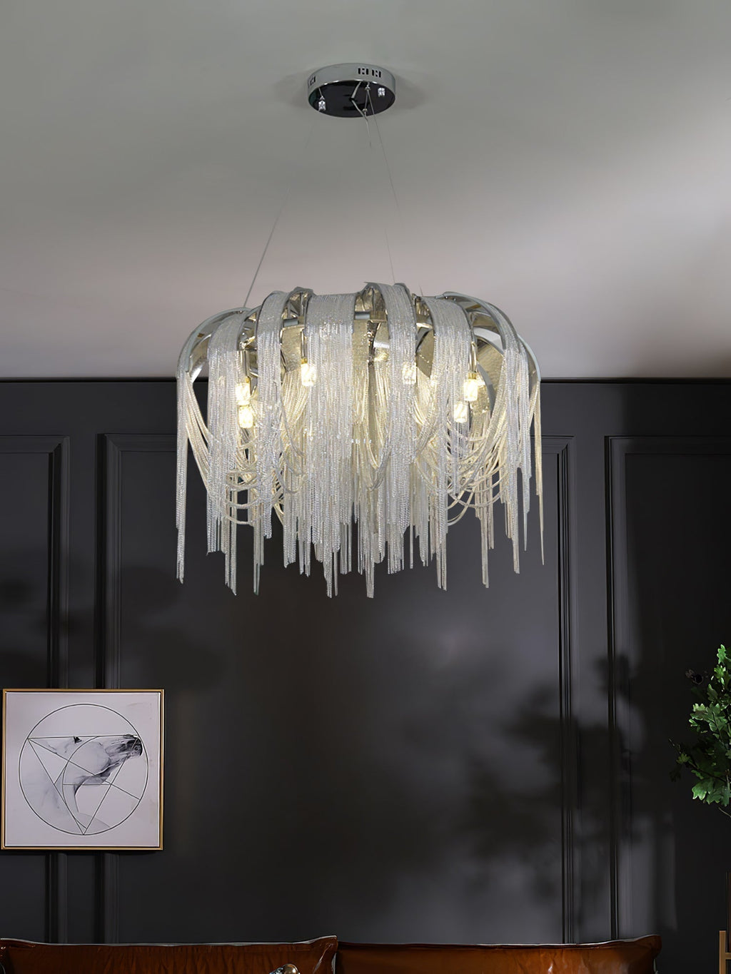 Lustra Lustre Superposé Chaîne Nickel Luxe - Neutralighting