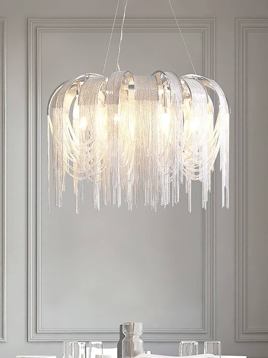 Lustra Lustre Superposé Chaîne Nickel Luxe - Neutralighting