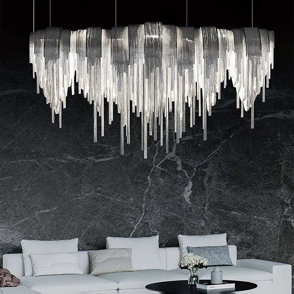 Lustra Lustre Superposé Chaîne Nickel Luxe - Neutralighting
