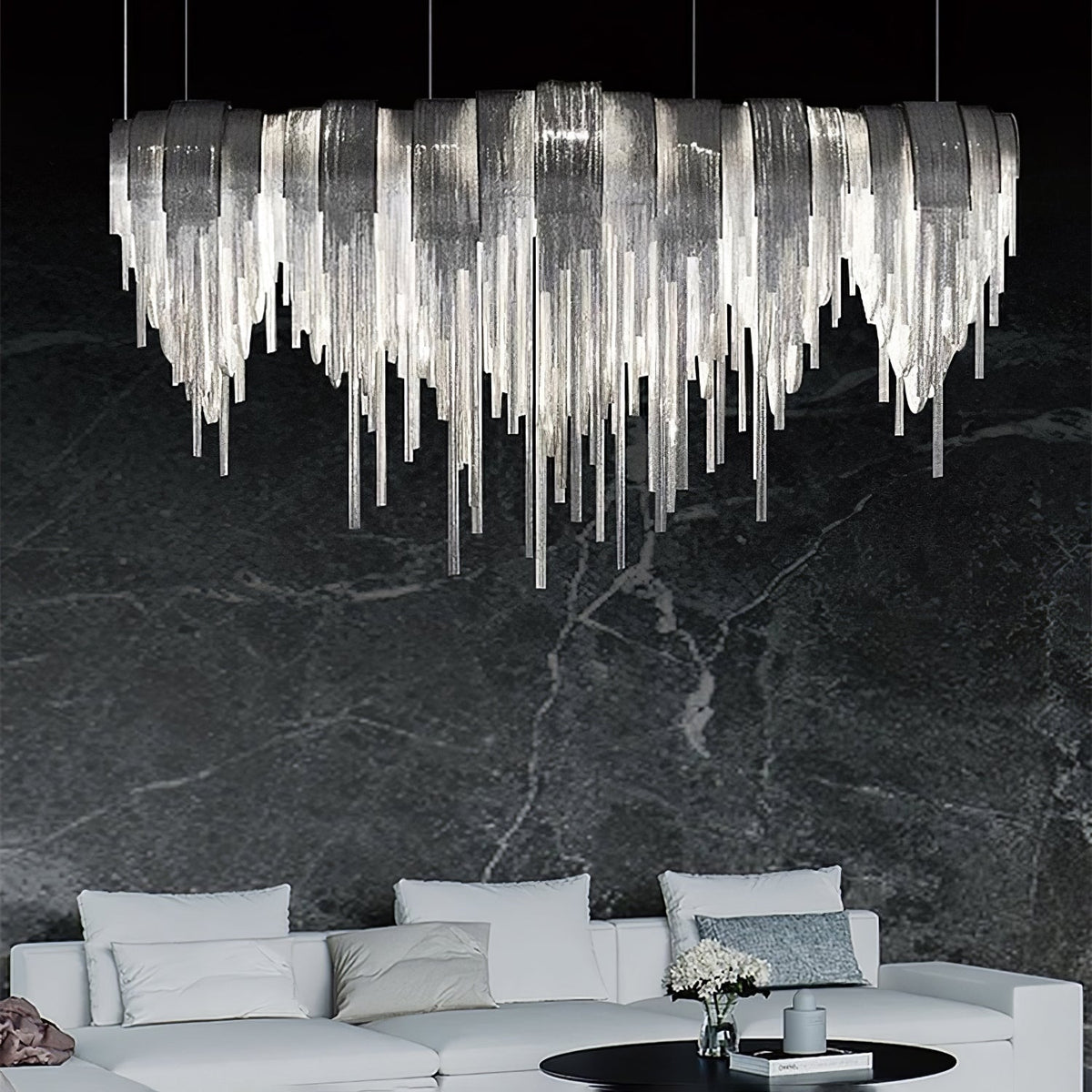 Lustra Lustre Superposé Chaîne Nickel Luxe - Neutralighting