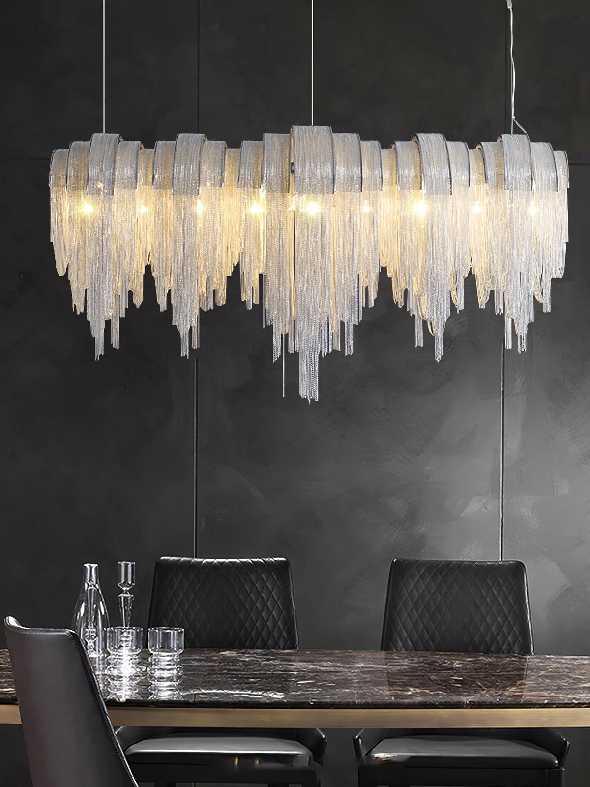 Lustra Lustre Superposé Chaîne Nickel Luxe - Neutralighting
