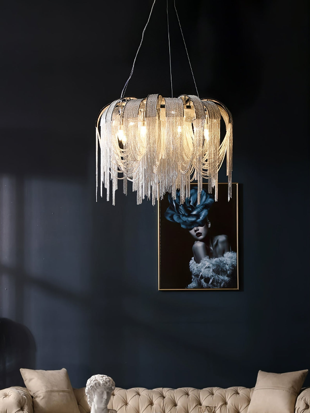 Lustra Lustre Superposé Chaîne Nickel Luxe - Neutralighting