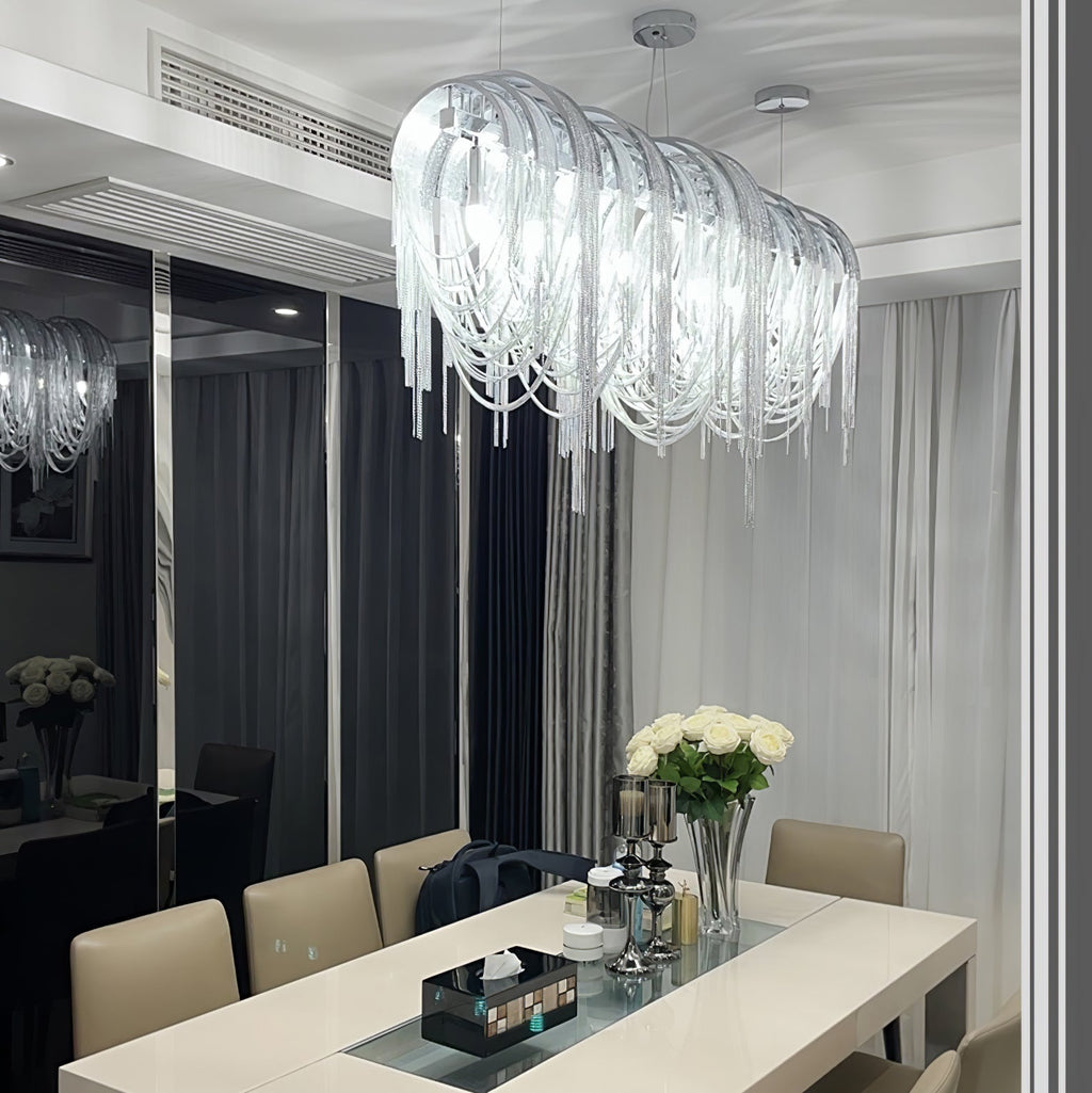 Lustra Lustre Superposé Chaîne Nickel Luxe - Neutralighting