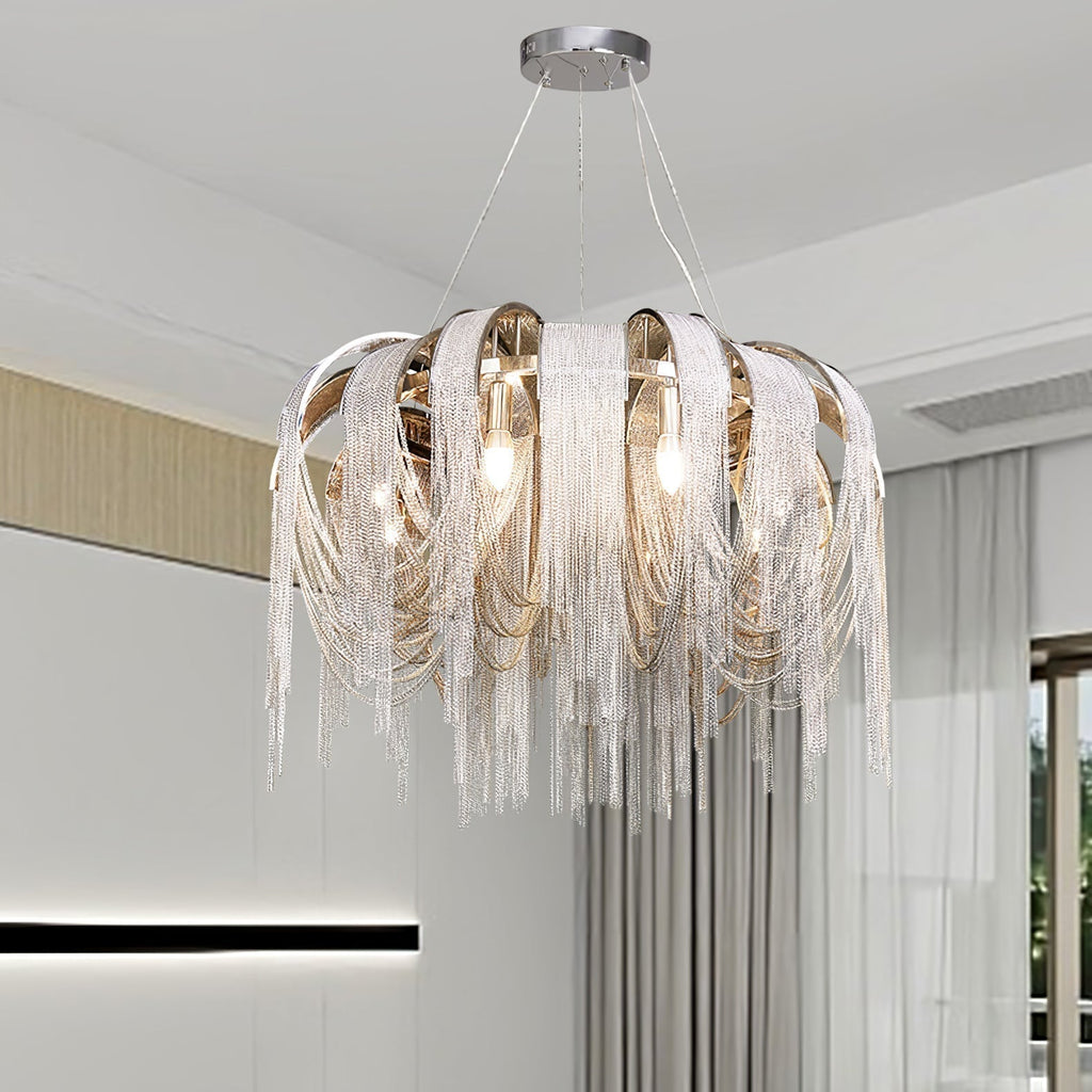 Lustra Lustre Superposé Chaîne Nickel Luxe - Neutralighting