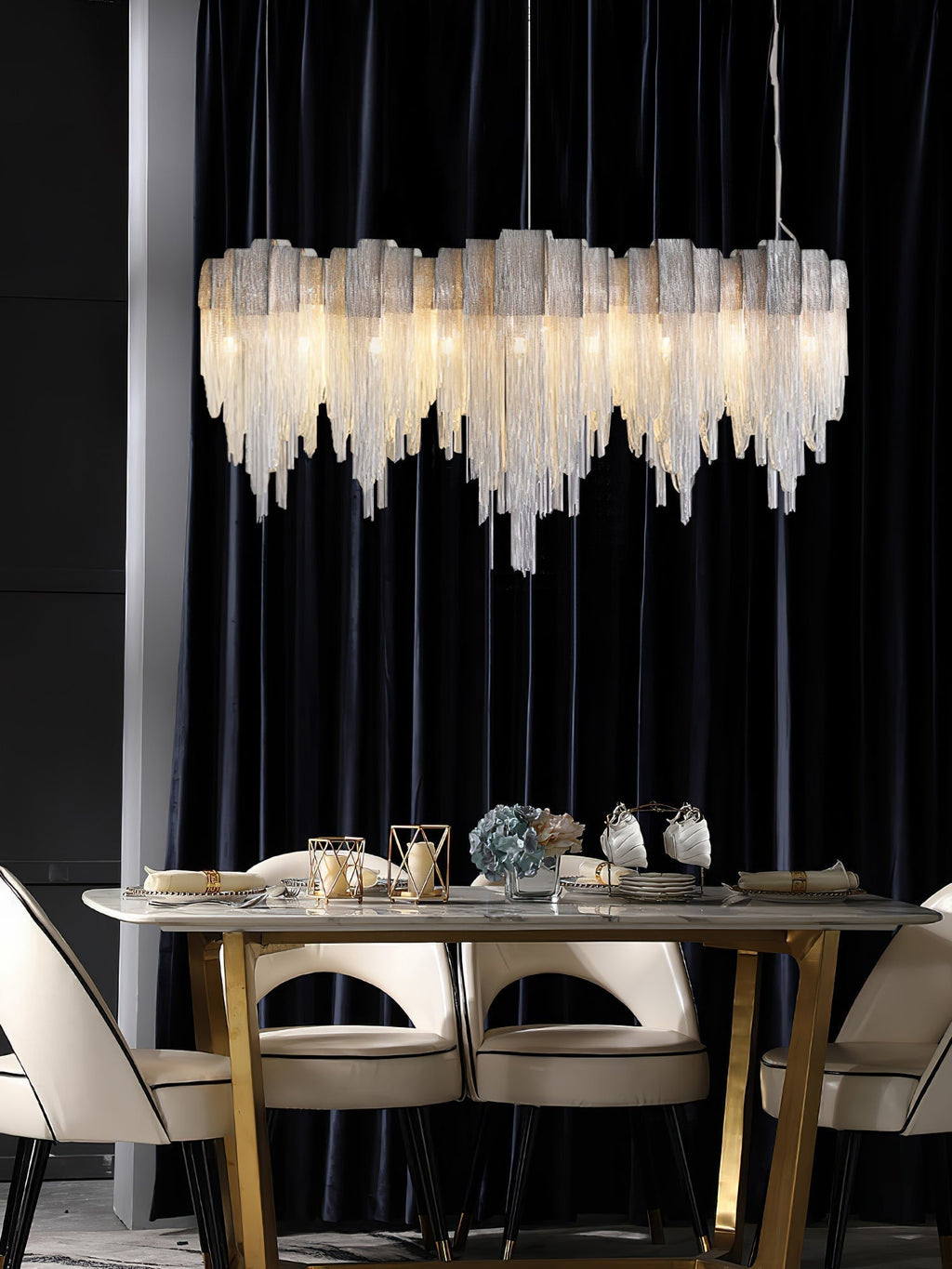 Lustra Lustre Superposé Chaîne Nickel Luxe - Neutralighting