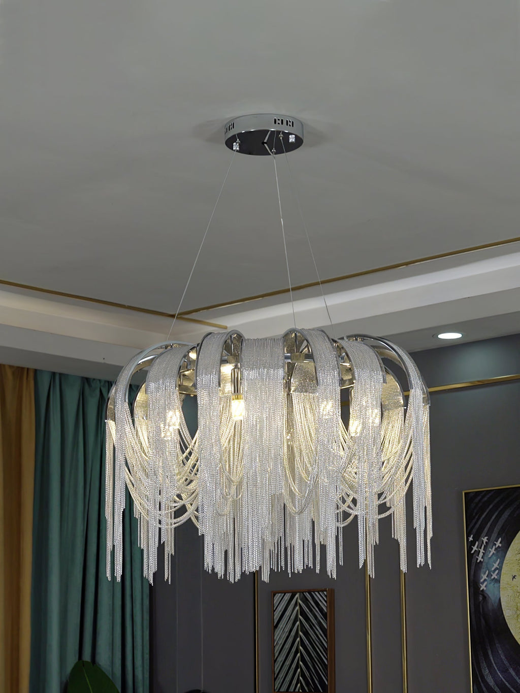 Lustra Lustre Superposé Chaîne Nickel Luxe - Neutralighting