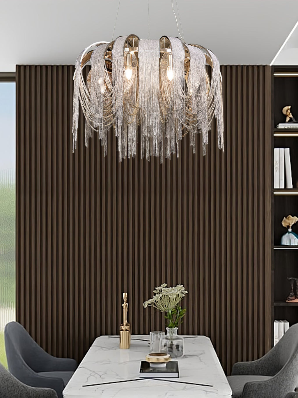 Lustra Lustre Superposé Chaîne Nickel Luxe - Neutralighting