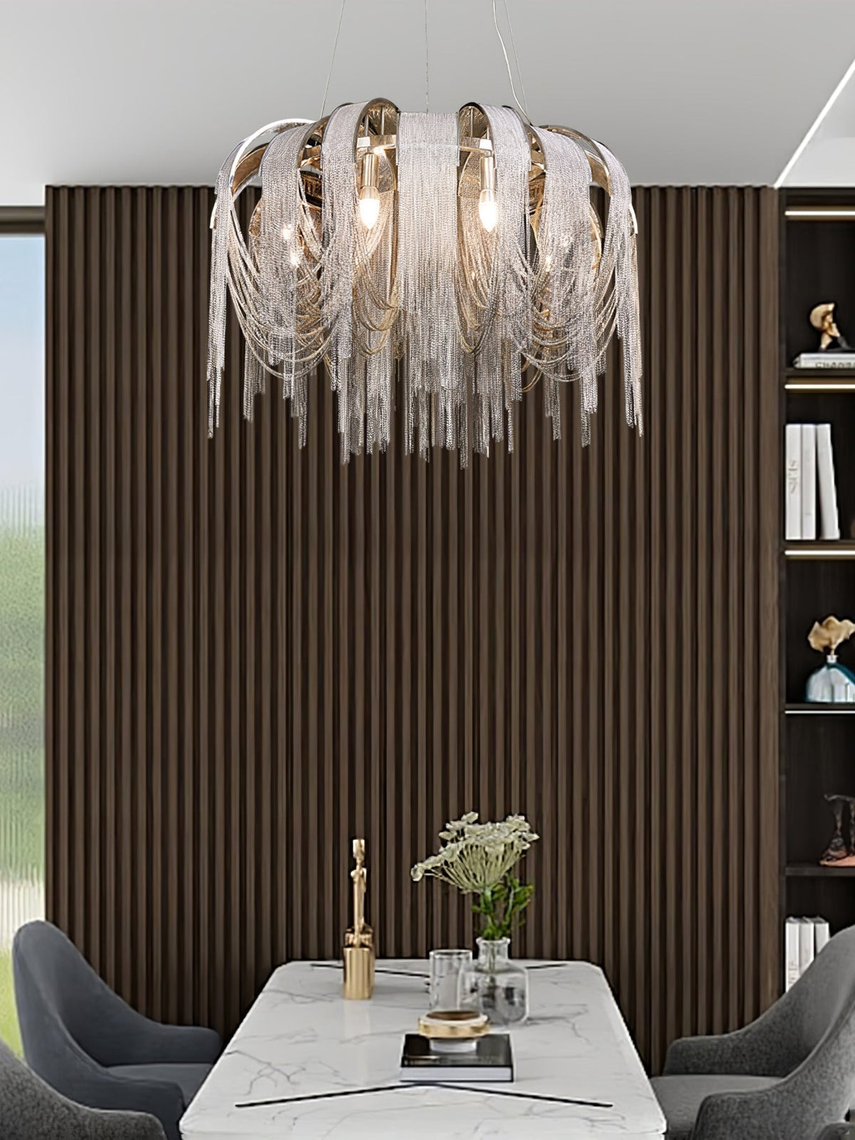Lustra Lustre Superposé Chaîne Nickel Luxe - Neutralighting