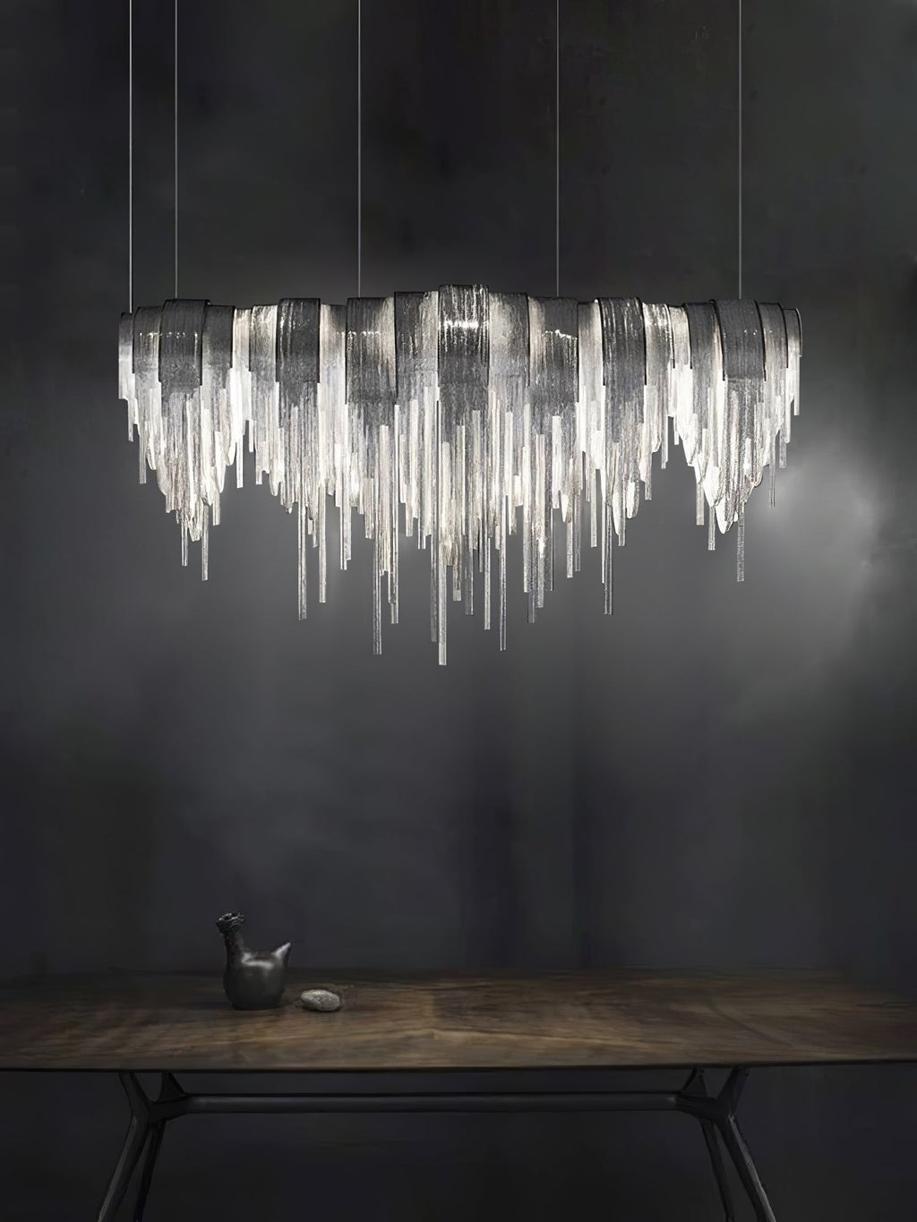 Lustra Lustre Superposé Chaîne Nickel Luxe - Neutralighting